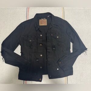 Levi's Black Denim Jacket with Distressed Accents